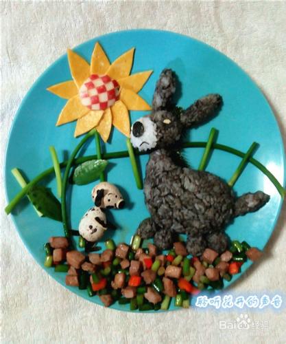怎樣製作驢子和小狗兒童趣味餐盤畫