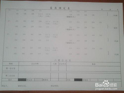 酒店賓館前臺營業額和客房部報表格式