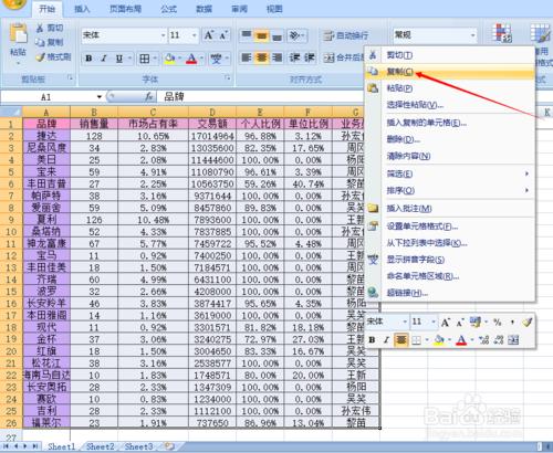 怎樣把表格中的行和列置換