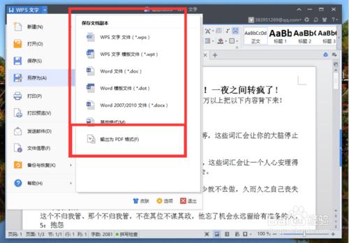 wps文件怎麼保存其他格式？