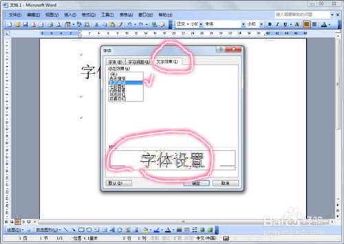 word文檔中字體的設置