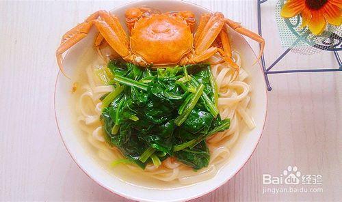 菠菜河蟹熱汁湯麵——營養膳食搭配系列之十