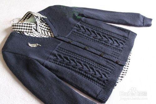 棒針編織男士居家毛衣外套的款式和圖解