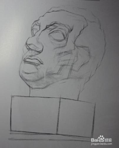 素描石膏格達密納塔頭像的畫法