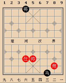 象棋殘局之炮雙士巧勝單馬