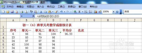 電子表格數據平均值排序排名次的方法