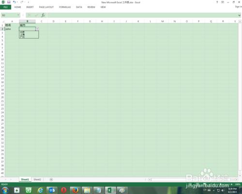 使用excel 2013 英文版 創建一個下拉列表