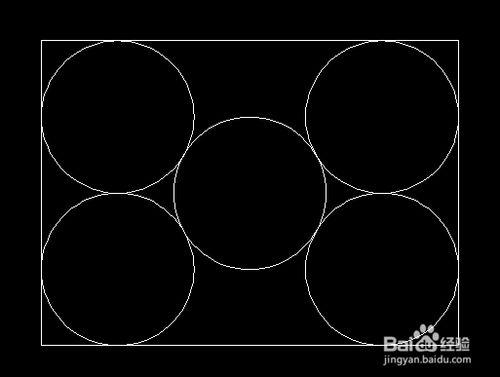 矩形內切五個圓畫法