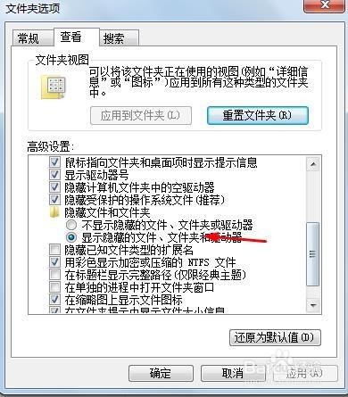 windows7系統下如何打開隱藏的文件