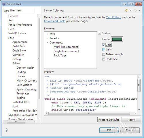 如何設置Eclipse/MyEclipse代碼註釋樣式