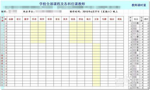 怎樣製作教師課程搭配、課時計算表