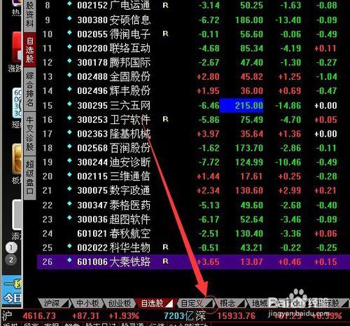 電腦板同花順將自選股歸類為自定義板塊