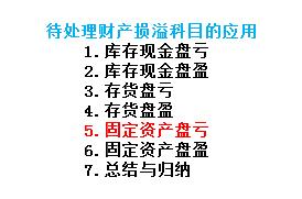 待處理財產損溢科目的應用：[5]固定資產盤虧