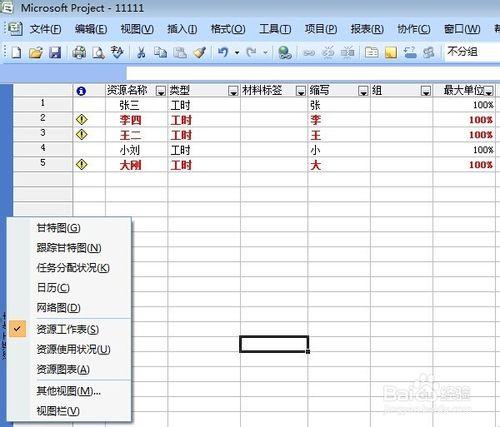 Progect-如何增加資源工作表