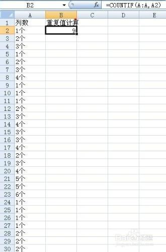 在excel中如何快速統計一列中相同字符的個數