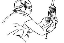 手術人員傳統洗手法（肥皂洗刷並酒精浸泡法）