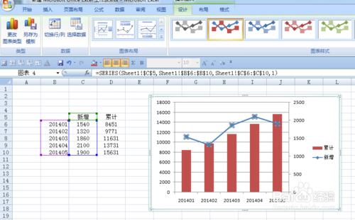 EXCEL製作柱狀折線圖