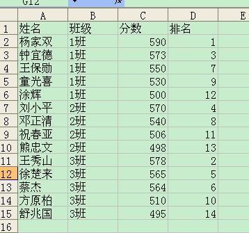 在EXCEL中如何全校讓學生成績表按照班級排序