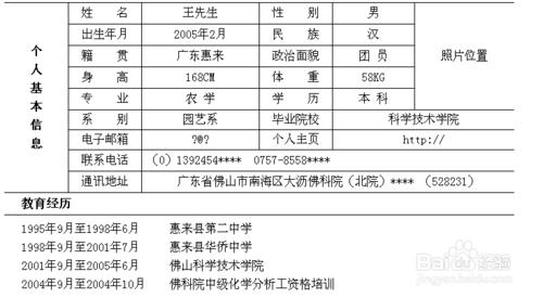 如何製作個人簡歷表格