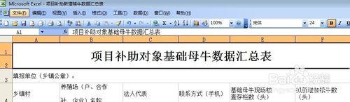 怎麼製作《項目補助對象基礎母牛項目彙總表》