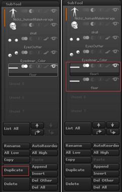 Zbrush中如何複製SubTool