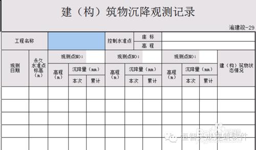 建築資料中的建築物沉降觀測記錄表如何填寫？