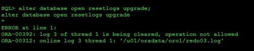 resetlogs報錯 ORA-00392