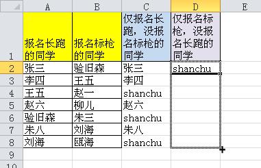 Excel提取兩列之間的不相同值