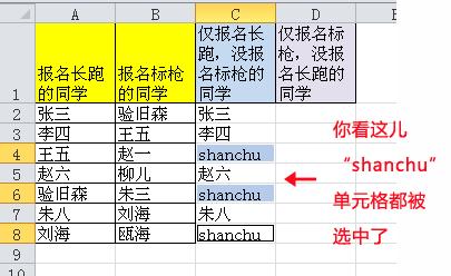 Excel提取兩列之間的不相同值