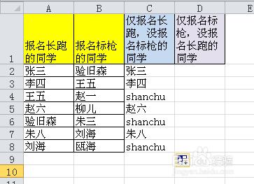 Excel提取兩列之間的不相同值