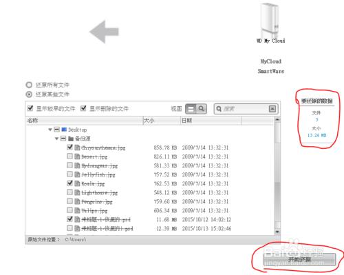 WD SmartWare使用方法,從MyCloud恢復備份的檔案