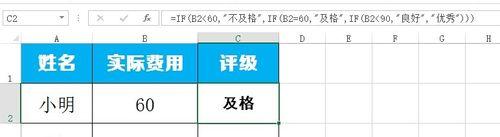 EXCEL中IF函式如何使用，總動將成績評等級