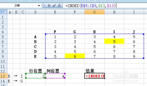 快速查詢Excel表中特定行列交叉單元格的內容