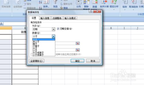 如何限制表格中只能輸入日期