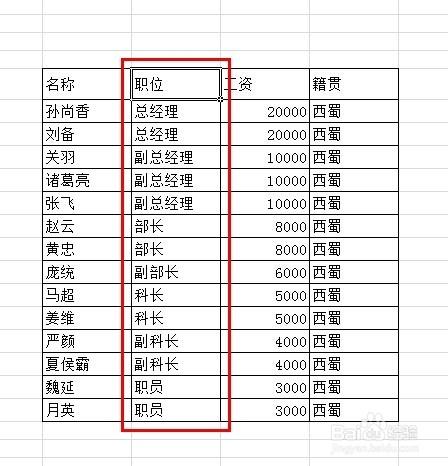 Excel2010中怎麼按職位級別排列公司員工表格