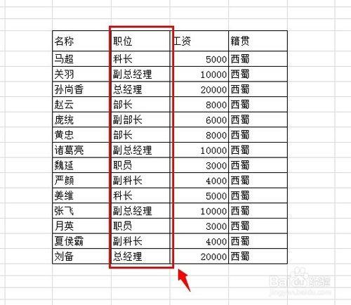 Excel2010中怎麼按職位級別排列公司員工表格