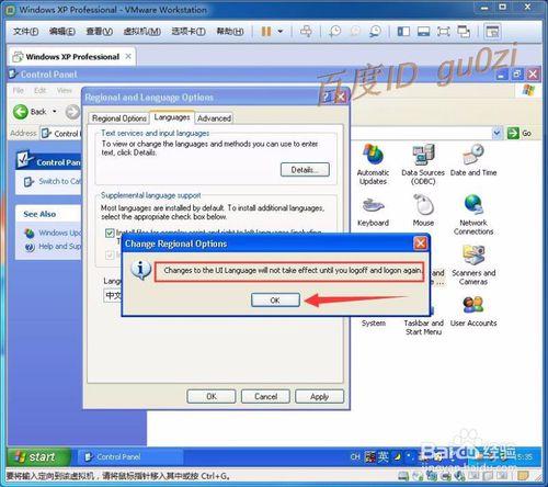 虛擬機器VMware,新裝MS英文系統怎麼改成中文介面