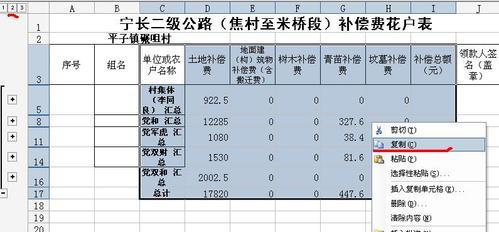 怎樣製作徵地核算補償費花戶表