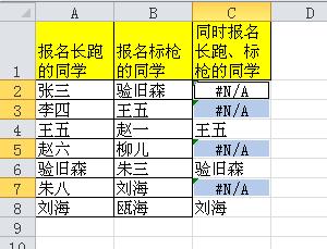 Excel提取兩列之間的重複值