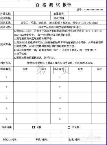 塑料口杯塗層百格測試如何做（附測試報告）