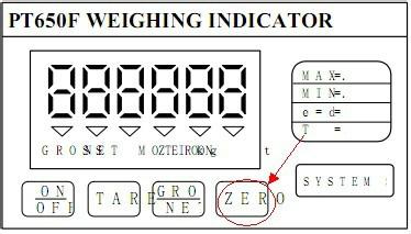 PT650F稱重顯示器按鍵說明