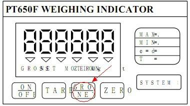 PT650F稱重顯示器按鍵說明