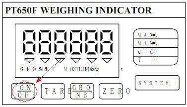 PT650F稱重顯示器按鍵說明