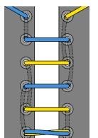 鞋帶的各種系法：[4]平直系法流行式/懶人式