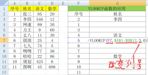 VLOOKUP函式實現列的資料的查詢