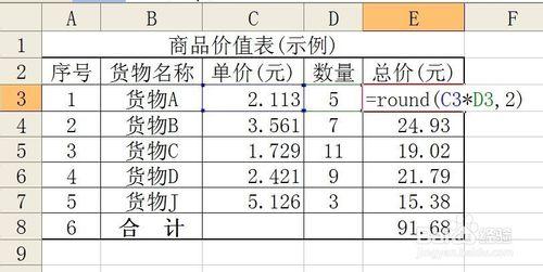 Excel表格四捨五入後出現錯誤,分項與合計不符