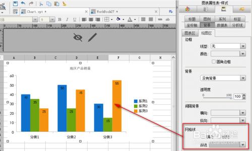 使用報表控制元件時如何設定圖表的背景