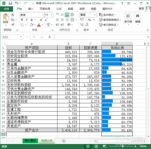 Excel-在單元格內以進度條方式顯示百分比圖