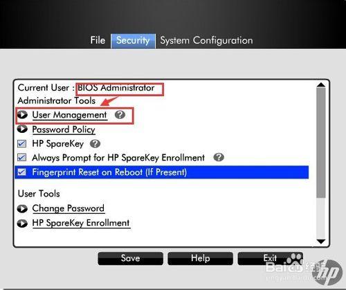 惠普商用筆記本,EFI Bios如何管理Bios User賬戶