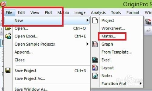 origin9.0操作教程：[16]新增矩陣工作簿。